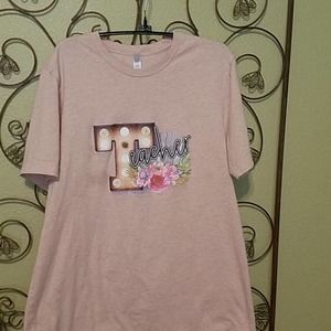 Bella Canvas Teacher T-Shirt Graphic Education Top Short Sleeve Sz Large